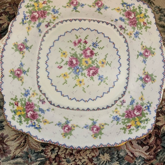 Royal Albert Petit Point Floral Square Salad Plate Crafted In England 9.5” - Picture 3 of 12